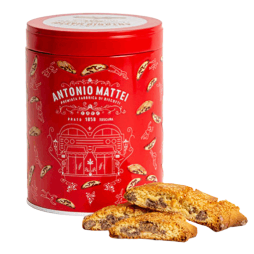 Antonio Mattei Tin Box red one Dark Chocolate Biscuits 125 gram (6 in een doos) (1L103)