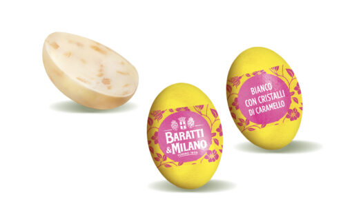Baratti Milano Ovetti cioccolato Bianco con cristalli di caramello 500gr (per zak)