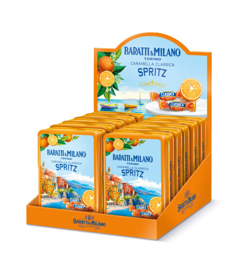 Baratti Milano display blikje Spritz caramella classica Spritz 85 g (10 per doos)
