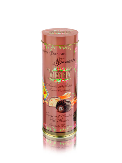 Virginia vintage cilinder blik met sinaasappel/gember amaretti 140 g (12 per doos)