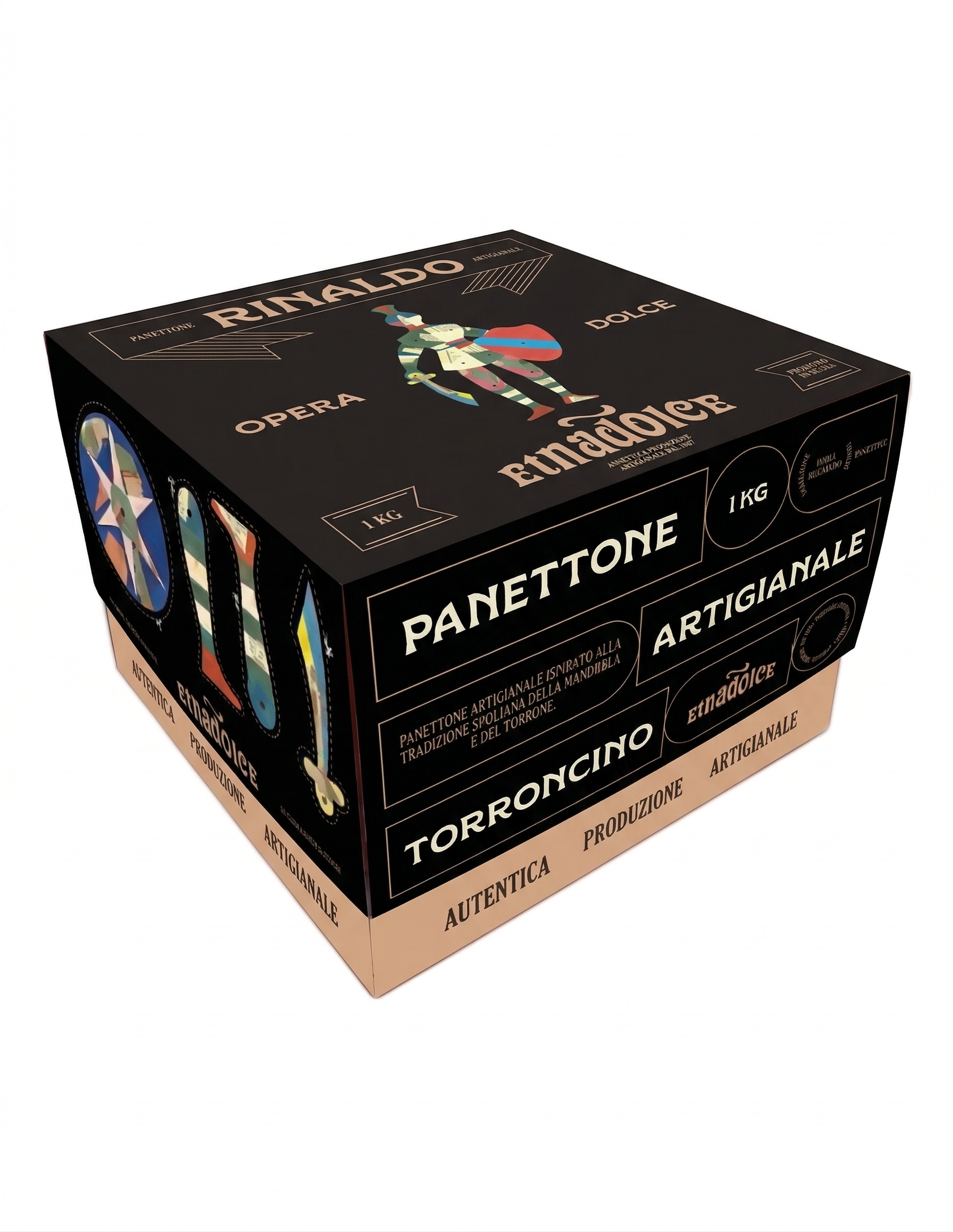 Etnadolce Panettone RINALDO CON CREMA AL TORRONCINCINO 1000 g geschenkdoos (6 per doos) 01195S