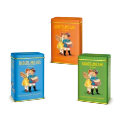 Baratti Milano historische blikjes gevuld met chocolade 50 g (12 per doos)